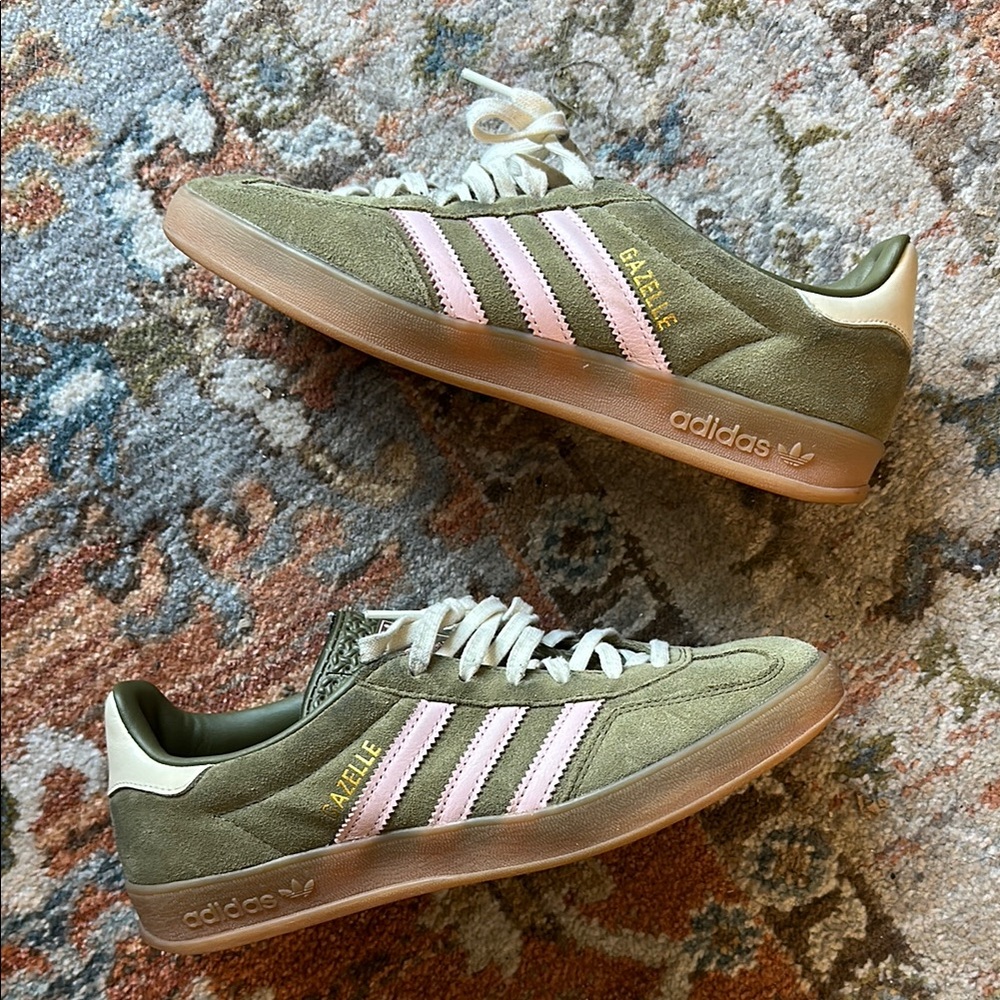 Adidas Women's Green and Pink Gazelle Shoes